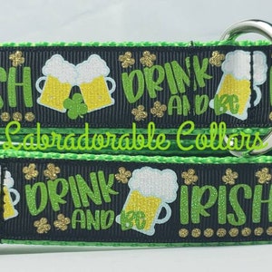 St. Patricks Day Hundehalsband Drink and Be Irisches Hundehalsband Shamrock Hundehalsband Bierkrug-Hundehalsband