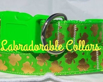 Collier pour chien trèfle doré pour la Saint-Patrick