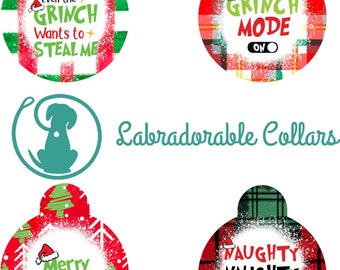 Etiquetas de identificación para mascotas de Grinch Etiquetas de identificación navideñas para mascotas Etiqueta de identificación para perros Etiqueta para perros Etiqueta con nombre para mascotas personalizada