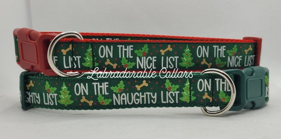 Naughty List Dog Collar Nice List Dog Collar Naughty Dog Collar Santa Paws Dog Collar Christmas Dog Collar Christmas Grinch dog collar