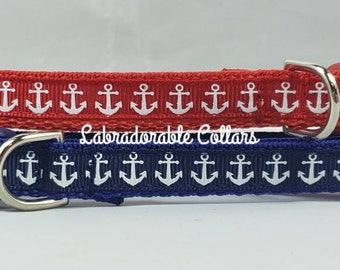 1/2" Anchor Dog Collar Nautical Dog Collar Dog Leash Dog Harness