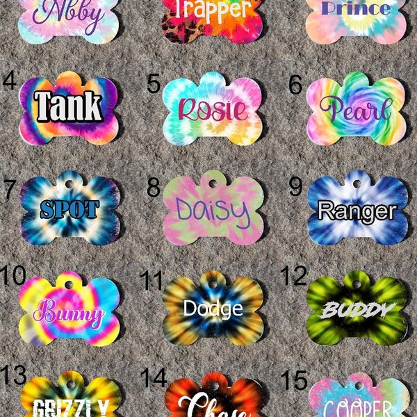 Tye Dye Pet ID Tags Dog ID Tag Dog Tag Personalized Pet Name Tag