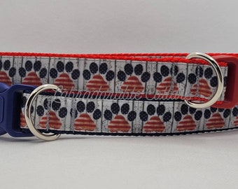4th of July Dog Collar Patriotic Paw American Dog Collar