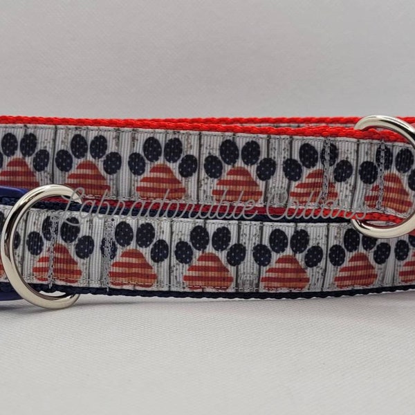 4th of July Dog Collar Patriotic Paw American Dog Collar