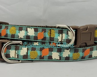 3/4" Buffalo Plaid Fall Halloween Dog Collar Pumpkin dog collar pumpkin dog leash pumpkin harness fall dog collar fall dog leash