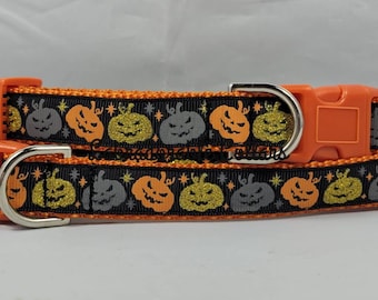 3/4" Jack O Latern Pumpkin Halloween Dog Collar Pumpkin dog collar pumpkin dog leash pumpkin harness fall dog collar fall dog leash