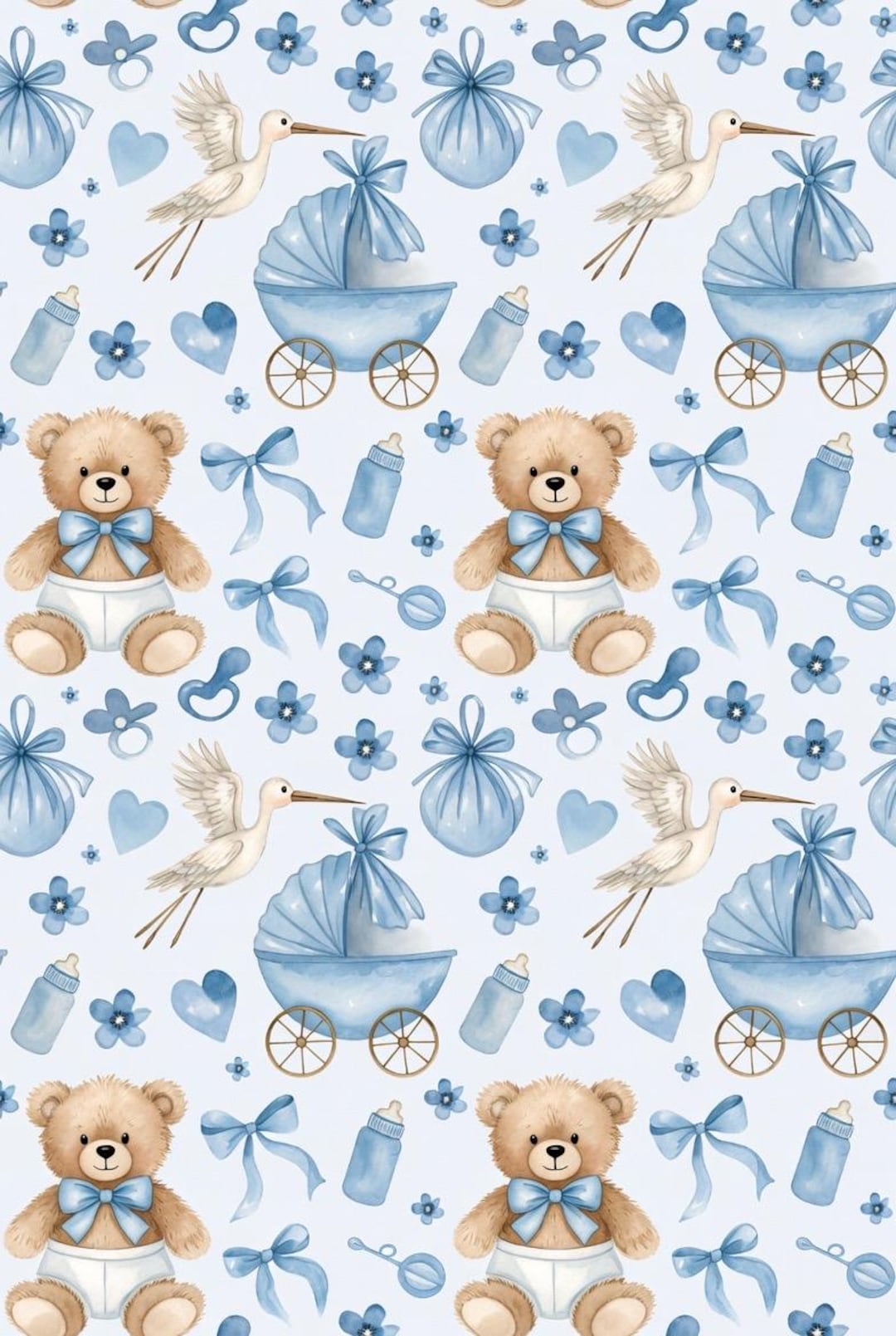 Baby Boy Blue Teddy Bear First Year Scrapbook Kit | 12 Milestone Pages ...