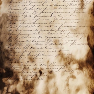 May include: Aged parchment paper with handwritten text in black ink. The paper has a sepia tone with dark edges and visible aging marks. The script is cursive and appears to be in an older style.