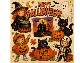 90er Jahre Halloween Junk Journal Kit