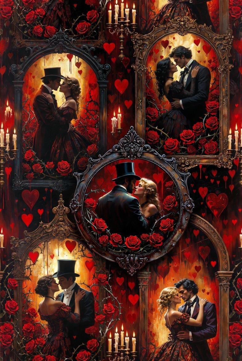 Victorian Gothic Love Seamless Pattern Print | Dark Romantic Couples ...