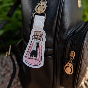 Llama Potion Inspired by Emperor's New Groove Keychain Keyfob Snaptab | Embroidered Keychain for Purse, Bag or Keys