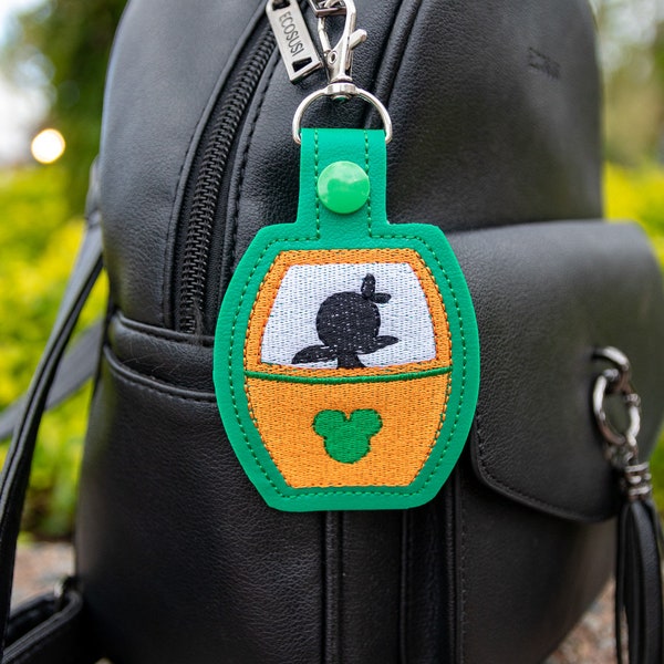 Orange Bird Gondola Inspired Embroidered Vinyl Keyfob | Keychain for Bag, Purse or Keys