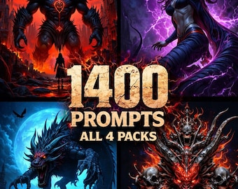 Dark Art AI Prompts Mega Bundle | Horror, Witchcraft, Fantasy, Tattoo (PDF Download)