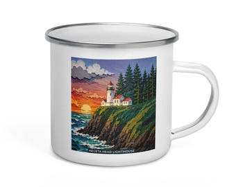 Heceta Head Lighthouse Enamel Camp Mug