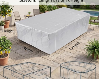 Funda resistente para muebles de patio, funda impermeable para sofá, mesa y sillas de exterior, protector de jardín resistente al viento.