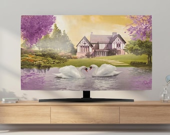 汎用テレビダストカバー（32～70インチ対応） – デスクトップ/壁掛けスクリーン用混紡生地プロテクター