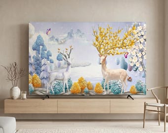 Deer Forest TV Staubschutzhülle - Modernes Home Dekor, Displayschutz aus Mischgewebe