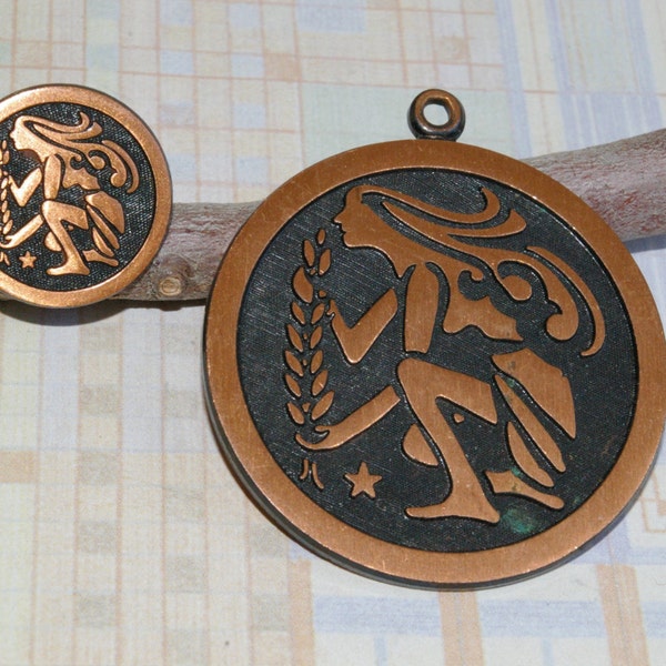 Vintage Copper Set - Pendant and Adjustable Ring - Coppercraft Guild - 1950s