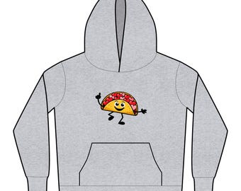 Heart-Filled Dancing Taco Character Kids Hoodie