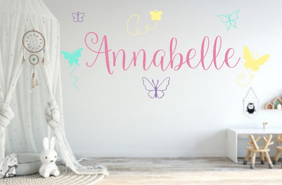 Butterfly Name Decal Girls Room Decal Girls Room Decor Nursery Decorations Custom Kids Room Wall Decals Butterfly Room Decor