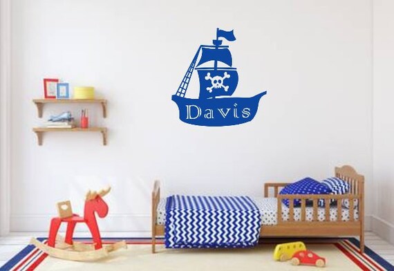 Personalized Pirate Ship Wall Decal Pirate Bedroom Decor Pirate Ship Decal Pirate Wall Mural Kids Pirate Room Pirate Ship Mural