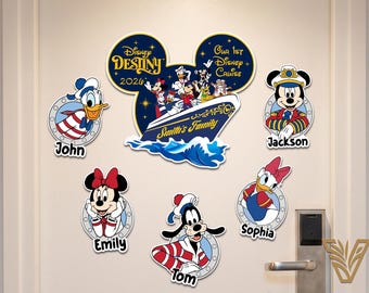 Personalized Mickey & Friends Cruise Line Magnet, Custom DCL Door Magnet, Family Cruise Trip, Fish Extender Gifts, Stateroom Door Decor
