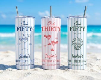 Custom Birthday Tumbler, Girls Trip Tumbler, Personalized Family Vacation Tumbler, Custom Birthday Cup, Beach Girls Trip Gifts, Gift for Her