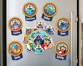 Personalized Lilo & Stitch Cruise Door Magnet, Custom Family Name Door Decor, Family Cruise Trip,  WDW Stateroom Door Decor, DCL Magnet