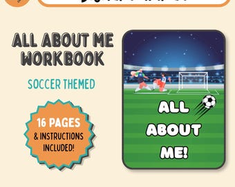 All About Me Soccer Workbook for Kids | Therapy Printables | Child-Led Activities | SEL Counselling Tools