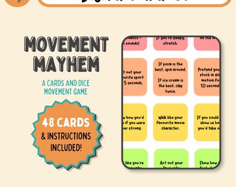 Movement Mayhem: A cards and dice movement game for kids