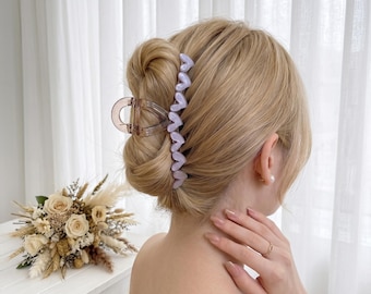 Pinza para el cabello francesa elegante para mujeres y niñas, pinza grande antideslizante de metal con perlas, pinza estética de resina con forma de corazón, ideas de regalo de cumpleaños para mamá