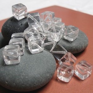 Vintage 8mm Cube Beads in Crystal.  20 pcs.