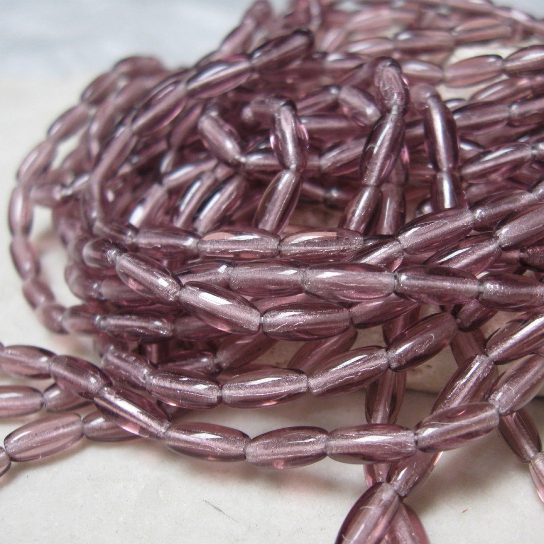 Czech Glass 8x3mm Rice Beads in Light Amethyst. 4 Dz. - Etsy