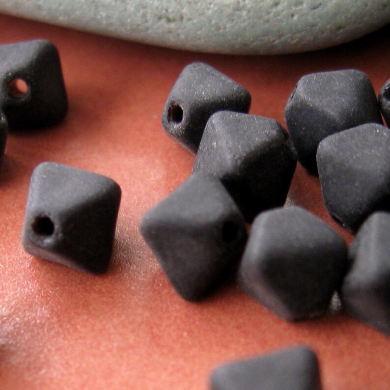 6mm Matte Black Glass Bicone Shape Beads 30 Pcs. Etsy