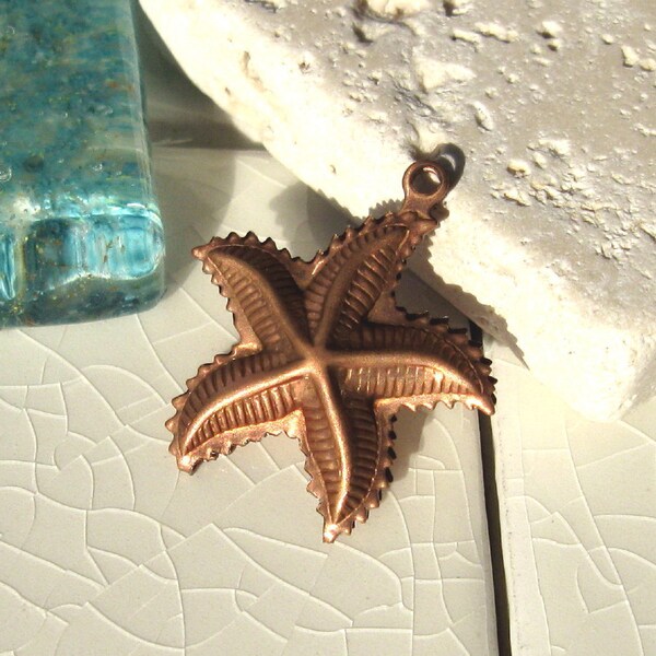 Vintage 7/8"  2-Sided Puffed Starfish Findings.  1 dz.