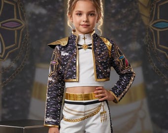 Disfraz de ropa nueva para niños, K-POP Rumi Cosplay, atuendo elegante para fiesta de cumpleaños, conjunto de cosplay