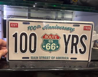 Tablica rejestracyjna Route 66 z okazji 100. rocznicy 1926-2026 / 6x12, bestseller *nowość*