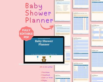 Editable Baby Shower Planner PDF | Organizer, US Letter & A4 (Instant Download)
