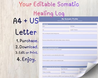 Somatic Healing Log | Nervous System Tracker, Body Scan Journal (Digital Download)