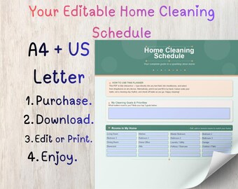 Editable Home Cleaning Schedule | Daily, Weekly, Monthly Chore Checklist (PDF Download)