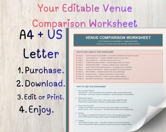Editable Venue Comparison Worksheet | Event Planner PDF (US Letter, A4)