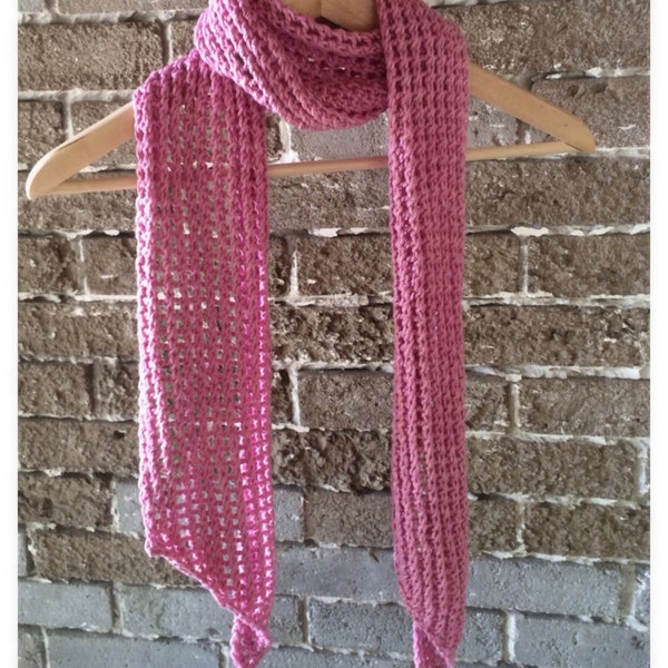 Pretty in Pink Hand Knit Mesh Pima Cotton Summer Scarf