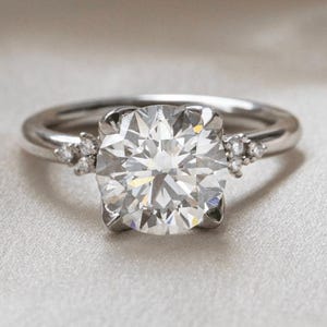 Moissanite Round Cut Rings For Women, Engagement Solitaire Ring, 1.7 Ct Moissanite, Wedding Sterling Silver Ring, Personalized Gifts, Ring