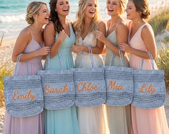 Bolso de playa bordado personalizado, bolso grande personalizado para dama de honor, regalo de boda, bolso para vacaciones de verano, bolso elegante para el día a día para ella.