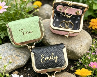 Gepersonaliseerde lederen ringdoos, aangepaste goudfolie naamringhouder, verlovingsring, vak bruiloft voorstel, cadeau bruidsmeisje, bruidsgunst