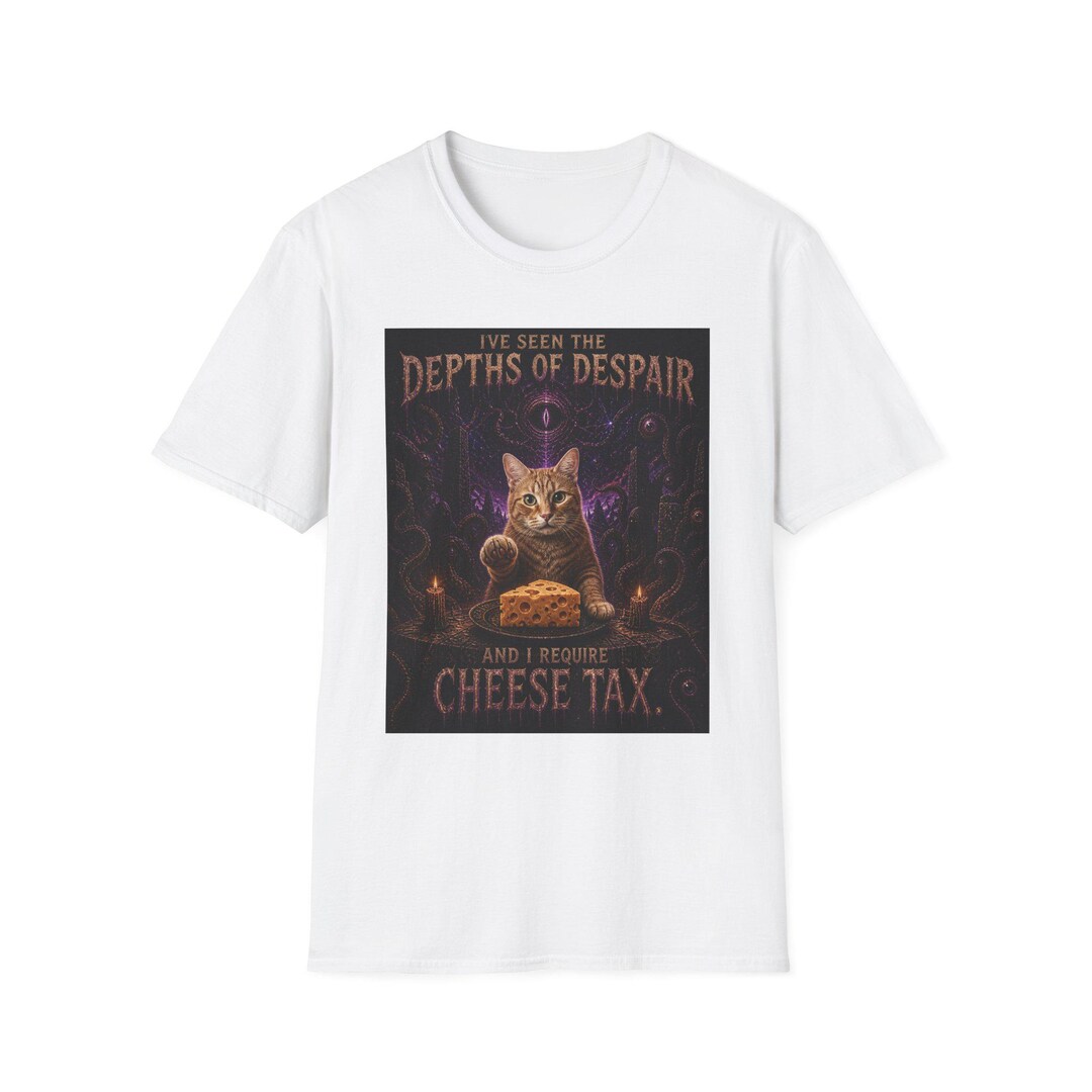 Depths of Despair Cat With Cheese, T-shirt | Cat Illustration, Funny ...