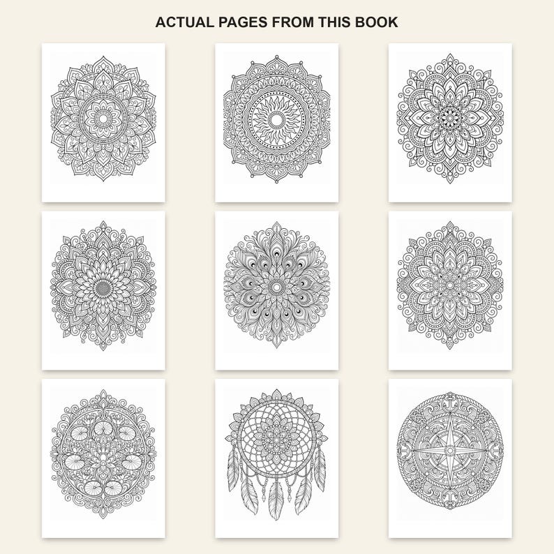 Malbuch mit floralen Mandalas für Erwachsene, 30 detaillierte Blumenmandala-Motive, druckbare PDF-Datei Bild 3