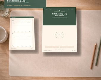 Reading Log Printable - Soft Book Journal TBR Tracker PDF Letter & A4