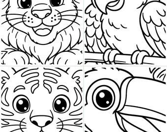 Jungle Animals Coloring Book for Kids, Bold Easy Lines, 28 Pages (PDF Download)