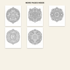 Malbuch mit floralen Mandalas für Erwachsene, 30 detaillierte Blumenmandala-Motive, druckbare PDF-Datei Bild 5